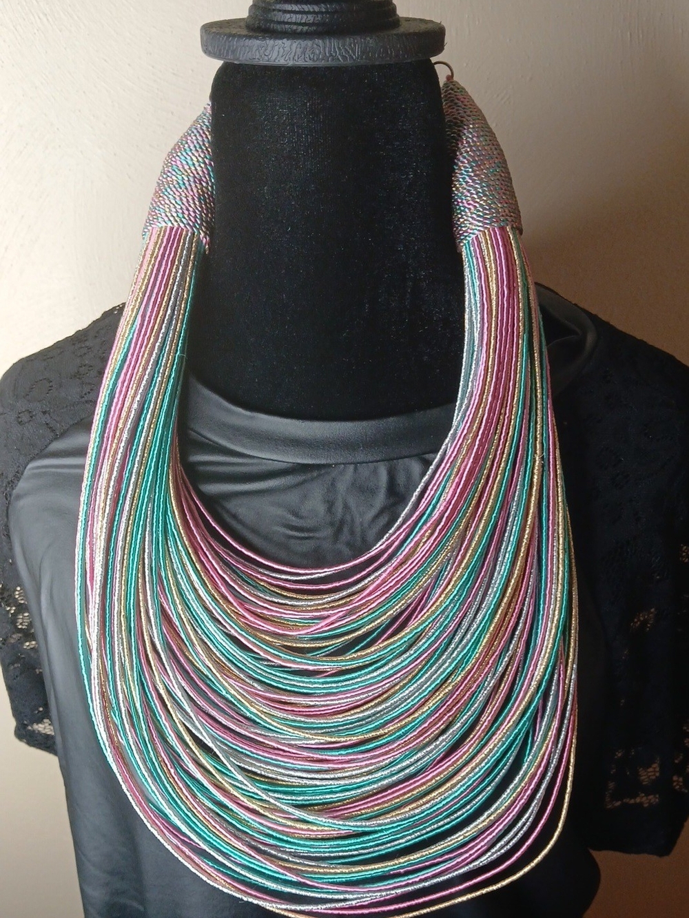 Multi-Color Statement Layered Cord Necklace - Women Jewelry